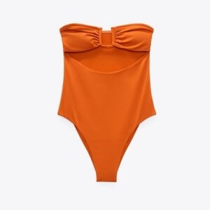 Zara One Piece Orange Swimsuit NWT